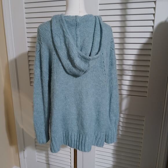 American Eagle Med JEGGING FIT Light Blue hooded Long-Sleeved Sweater Wool Blend - Picture 6 of 14